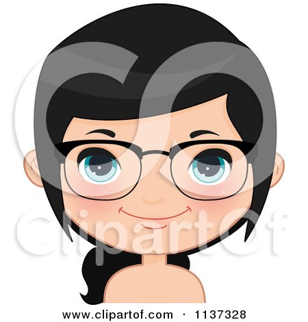 Cartoon Of A Happy Girl Wearing Glasses 6 - Royalty Free Vector Clipart by Melisende Vector