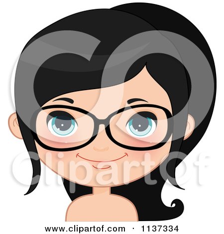 Cartoon Of A Happy Girl Wearing Glasses 5 - Royalty Free Vector Clipart by Melisende Vector