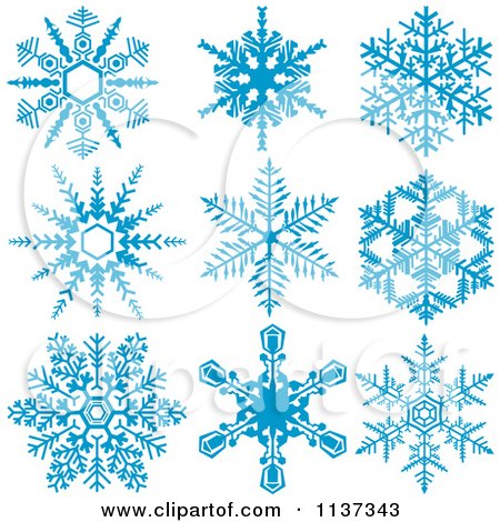 Clipart Of Nine Blue Snowflakes - Royalty Free Vector Illustration by dero
