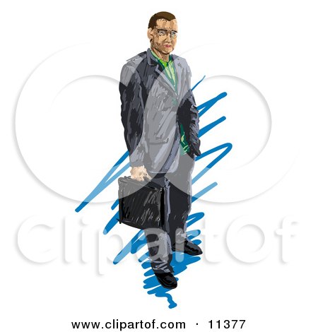 Businessman Holding a Briefcase Clipart Illustration by AtStockIllustration