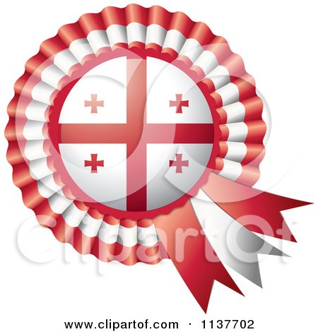 Clipart Of A Shiny Georgia Flag Rosette Bowknots Medal Award - Royalty Free Vector Illustration by MilsiArt