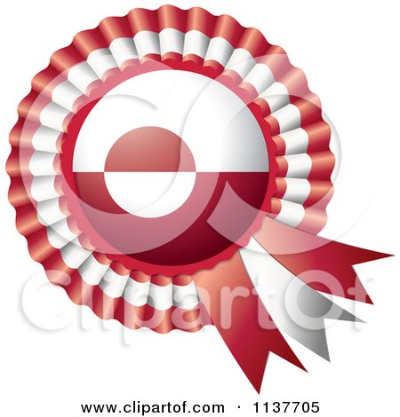 Clipart Of A Shiny Greenland Flag Rosette Bowknots Medal Award - Royalty Free Vector Illustration by MilsiArt