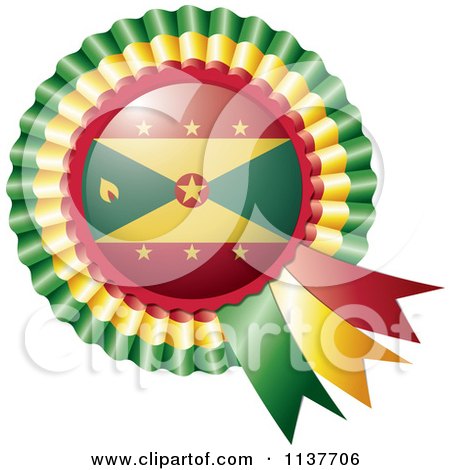 Clipart Of A Shiny Grenada Flag Rosette Bowknots Medal Award - Royalty Free Vector Illustration by MilsiArt