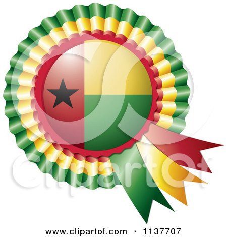 Clipart Of A Shiny Guinea Bissau Flag Rosette Bowknots Medal Award - Royalty Free Vector Illustration by MilsiArt