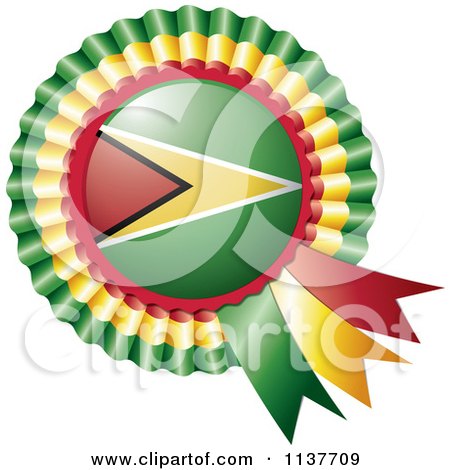 Clipart Of A Shiny Guyana Flag Rosette Bowknots Medal Award - Royalty Free Vector Illustration by MilsiArt
