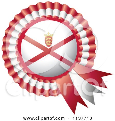 Clipart Of A Shiny Jersey Flag Rosette Bowknots Medal Award - Royalty Free Vector Illustration by MilsiArt