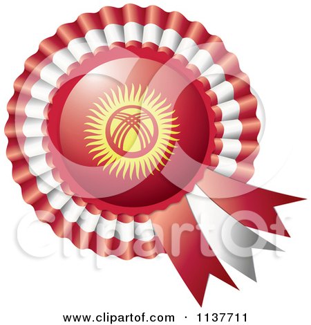 Clipart Of A Shiny Kyrgyzstan Flag Rosette Bowknots Medal Award - Royalty Free Vector Illustration by MilsiArt
