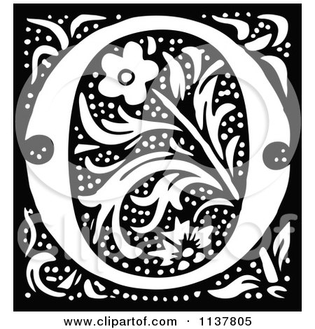 Clipart Of A Retro Vintage Black And White Ornate Letter O 1 - Royalty Free Vector Illustration by Prawny Vintage