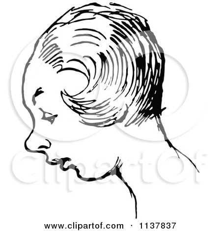 Clipart Of A Retro Vintage Black And White Short Haired Woman In Profile - Royalty Free Vector Illustration by Prawny Vintage