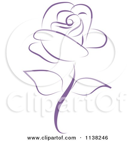 Clipart Of A Beautiful Single Purple Rose - Royalty Free Vector Illustration by Vitmary Rodriguez