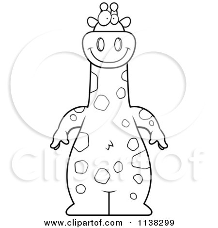 Cartoon Clipart Of An Outlined Giraffe - Black And White Vector Coloring Page by Cory Thoman