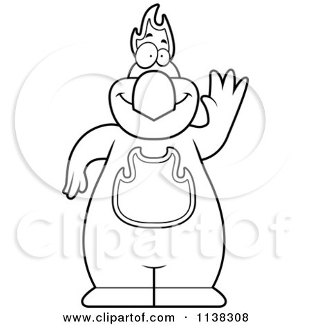 Cartoon Clipart Of An Outlined Phoenix Bird Waving - Black And White Vector Coloring Page by Cory Thoman