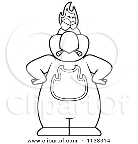 Cartoon Clipart Of An Outlined Angry Phoenix Bird - Black And White Vector Coloring Page by Cory Thoman