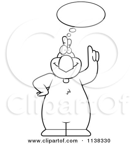 Cartoon Clipart Of An Outlined  Chicken Talking - Black And White Vector Coloring Page by Cory Thoman
