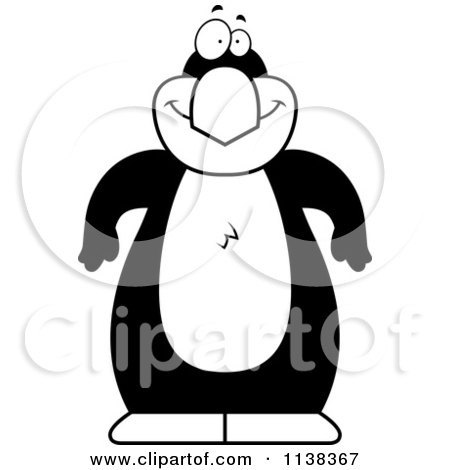 Cartoon Clipart Of An Outlined Penguin - Black And White Vector Coloring Page by Cory Thoman