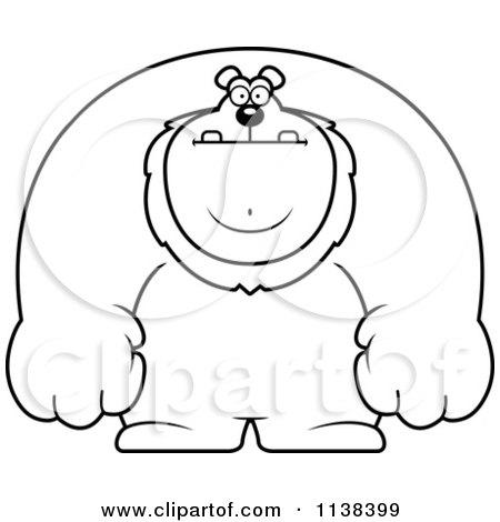 Cartoon Clipart Of An Outlined Buff Lion - Black And White Vector Coloring Page by Cory Thoman