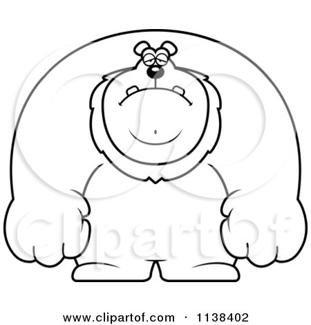 Cartoon Clipart Of An Outlined Depressed Buff Lion - Black And White Vector Coloring Page by Cory Thoman