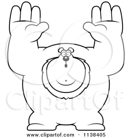 Cartoon Clipart Of An Outlined Buff Lion Giving Up - Black And White Vector Coloring Page by Cory Thoman