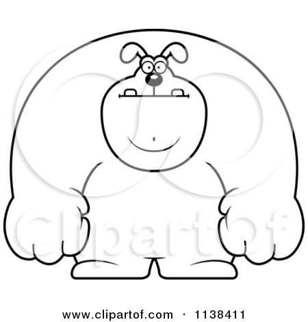 Cartoon Clipart Of An Outlined Buff Dog - Black And White Vector Coloring Page by Cory Thoman