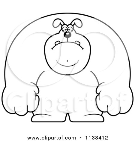 Cartoon Clipart Of An Outlined Depressed Buff Dog - Black And White Vector Coloring Page by Cory Thoman