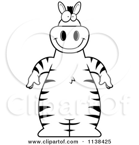 Cartoon Clipart Of An Outlined Zebra - Black And White Vector Coloring Page by Cory Thoman