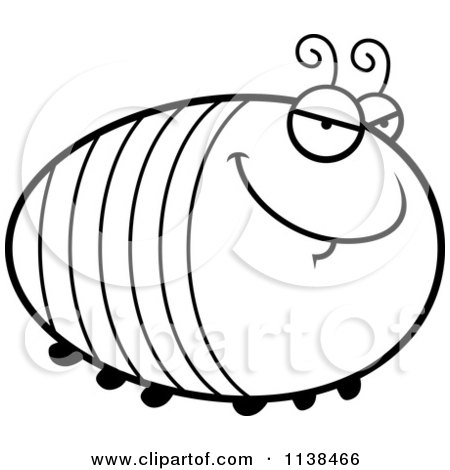 Cartoon Clipart Of An Outlined Chubby Sly Grub - Black And White Vector Coloring Page by Cory Thoman