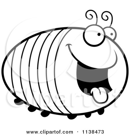 Cartoon Clipart Of An Outlined Chubby Hungry Grub - Black And White Vector Coloring Page by Cory Thoman