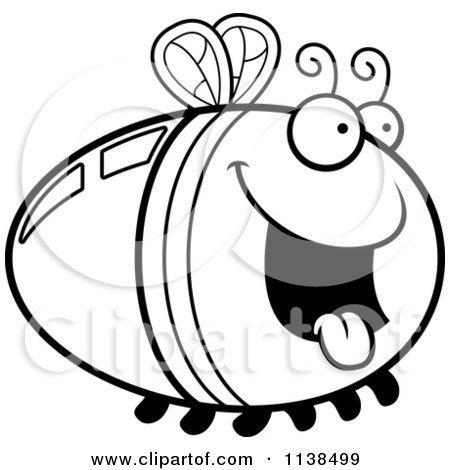 Cartoon Clipart Of An Outlined Hungry Firefly Lightning Bug - Black And White Vector Coloring Page by Cory Thoman