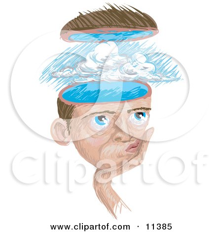 Man With a Storm in His Head Clipart Illustration by AtStockIllustration