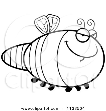 Cartoon Clipart Of An Outlined Sly Dragonfly - Black And White Vector Coloring Page by Cory Thoman