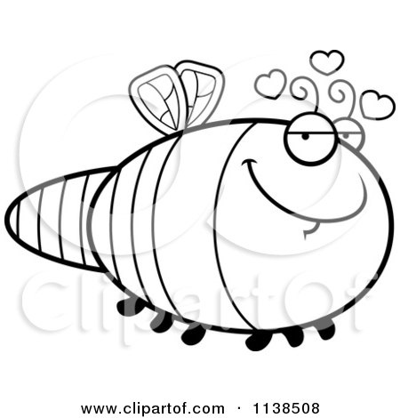 Cartoon Clipart Of An Outlined Amorous Dragonfly - Black And White Vector Coloring Page by Cory Thoman