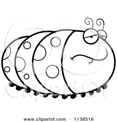 Cartoon Clipart Of An Outlined Depressed Caterpillar - Black And White  Vector Coloring Page by Cory Thoman #1138516
