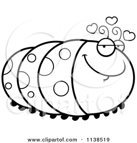 Cartoon Clipart Of An Outlined Amorous Caterpillar - Black And White Vector  Coloring Page by Cory Thoman #1138519