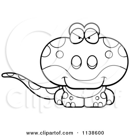 Cartoon Clipart Of An Outlined Cute Sly Gecko Lizard - Black And White Vector Coloring Page by Cory Thoman