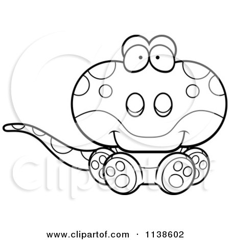 Cartoon Clipart Of An Outlined Cute Sitting Gecko Lizard - Black And White Vector Coloring Page by Cory Thoman