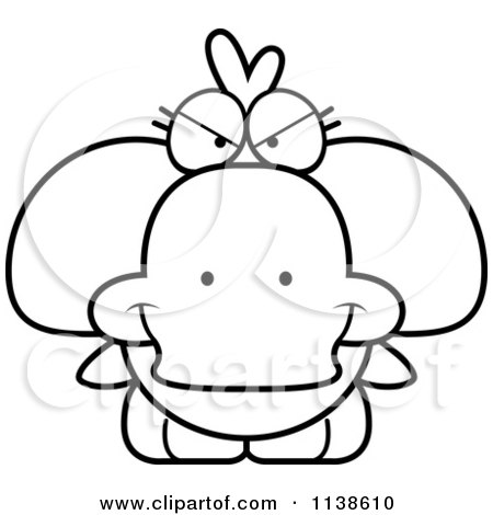 Cartoon Clipart Of An Outlined Cute Sly Duck - Black And White Vector Coloring Page by Cory Thoman