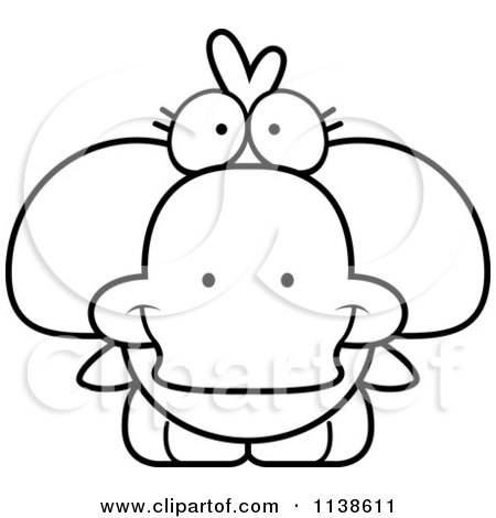 Cartoon Clipart Of An Outlined Cute Duck - Black And White Vector Coloring Page by Cory Thoman