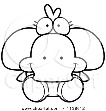 Cartoon Clipart Of An Outlined Cute Sitting Duck - Black And White Vector Coloring Page by Cory Thoman