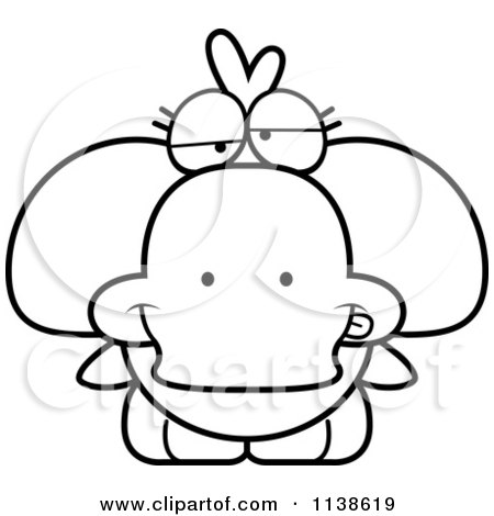 Cartoon Clipart Of An Outlined Cute Drunk Duck - Black And White Vector Coloring Page by Cory Thoman