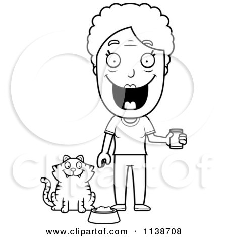https://images.clipartof.com/small/1138708-Cartoon-Clipart-Of-A-Black-And-White-Happy-Senior-Woman-Feeding-Her-Cat-Vector-Outlined-Coloring-Page.jpg