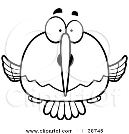 Cartoon Clipart Of A Black And White Surprised Hummingbird - Vector Outlined Coloring Page by Cory Thoman