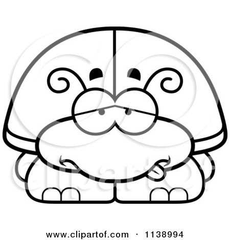 Cartoon Clipart Of A Black And White Sick Beetle - Vector Outlined Coloring Page by Cory Thoman