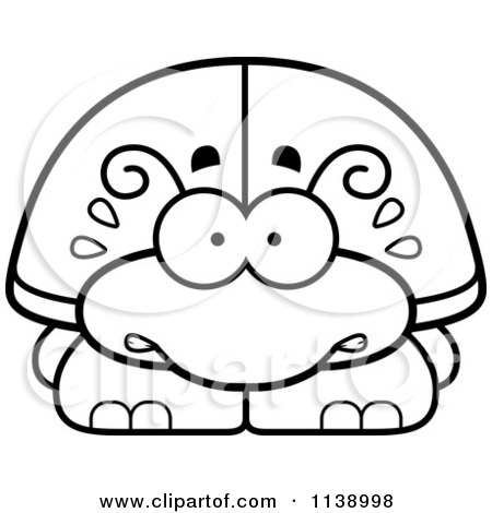 Cartoon Clipart Of A Black And White Scared Beetle - Vector Outlined Coloring Page by Cory Thoman