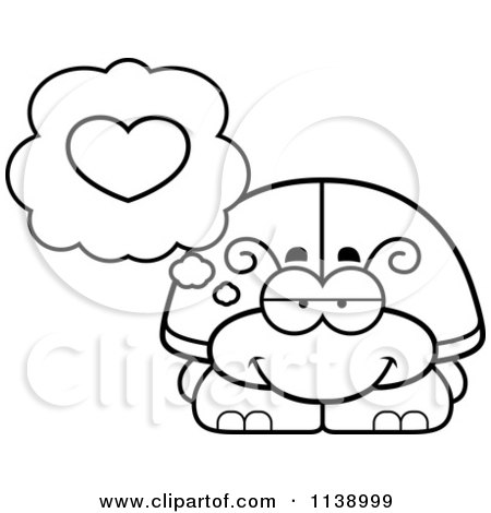 Cartoon Clipart Of A Black And White Beetle In Love - Vector Outlined Coloring Page by Cory Thoman