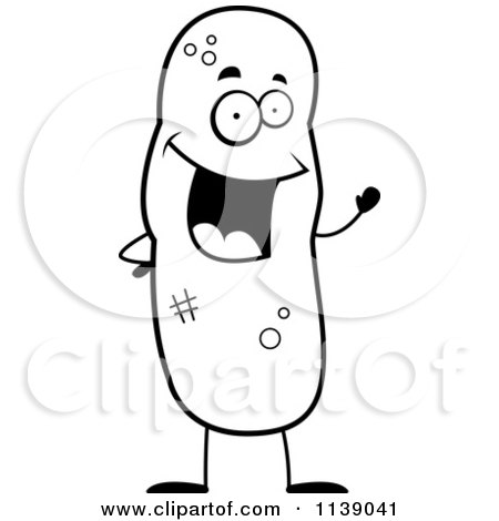 Cartoon Clipart Of A Black And White Waving Turd Character - Vector Outlined Coloring Page by Cory Thoman