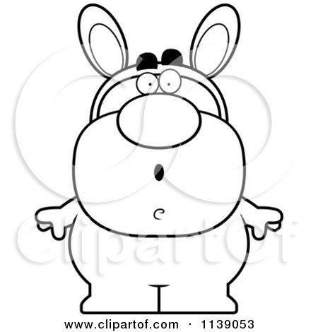 Cartoon Clipart Of A Black And White Shocked Man In An Easter Bunny Costume - Vector Outlined Coloring Page by Cory Thoman