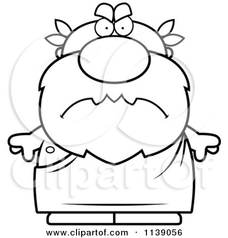 Cartoon Clipart Of A Black And White Mad Greek Man - Vector Outlined Coloring Page by Cory Thoman