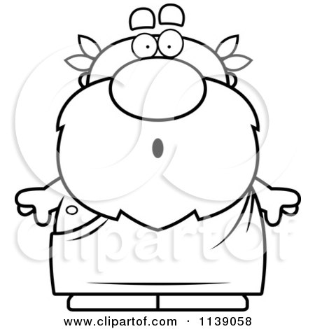 Cartoon Clipart Of A Black And White Surprised Greek Man - Vector Outlined Coloring Page by Cory Thoman