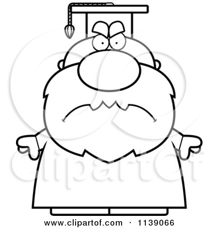Cartoon Clipart Of A Black And White Mad Professor - Vector Outlined Coloring Page by Cory Thoman