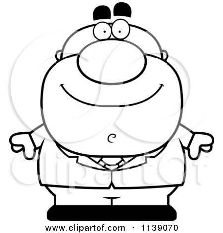 Cartoon Clipart Of A Black And White Businessman In A Suit - Vector Outlined Coloring Page by Cory Thoman